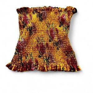 Fashion Nova Yellow Floral Smocked Top